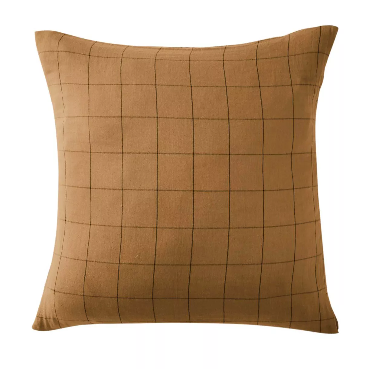 Funda de almohada cuadrada en en gasa de algodón (60 cm) Gaïa Match Camel 1
