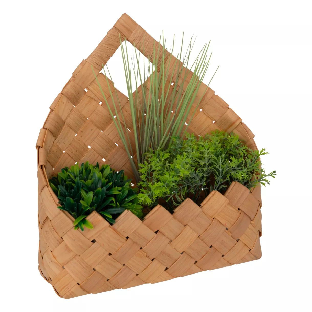 Plantes artificielles suspendues dans panier en bambou (H27 cm) Jika