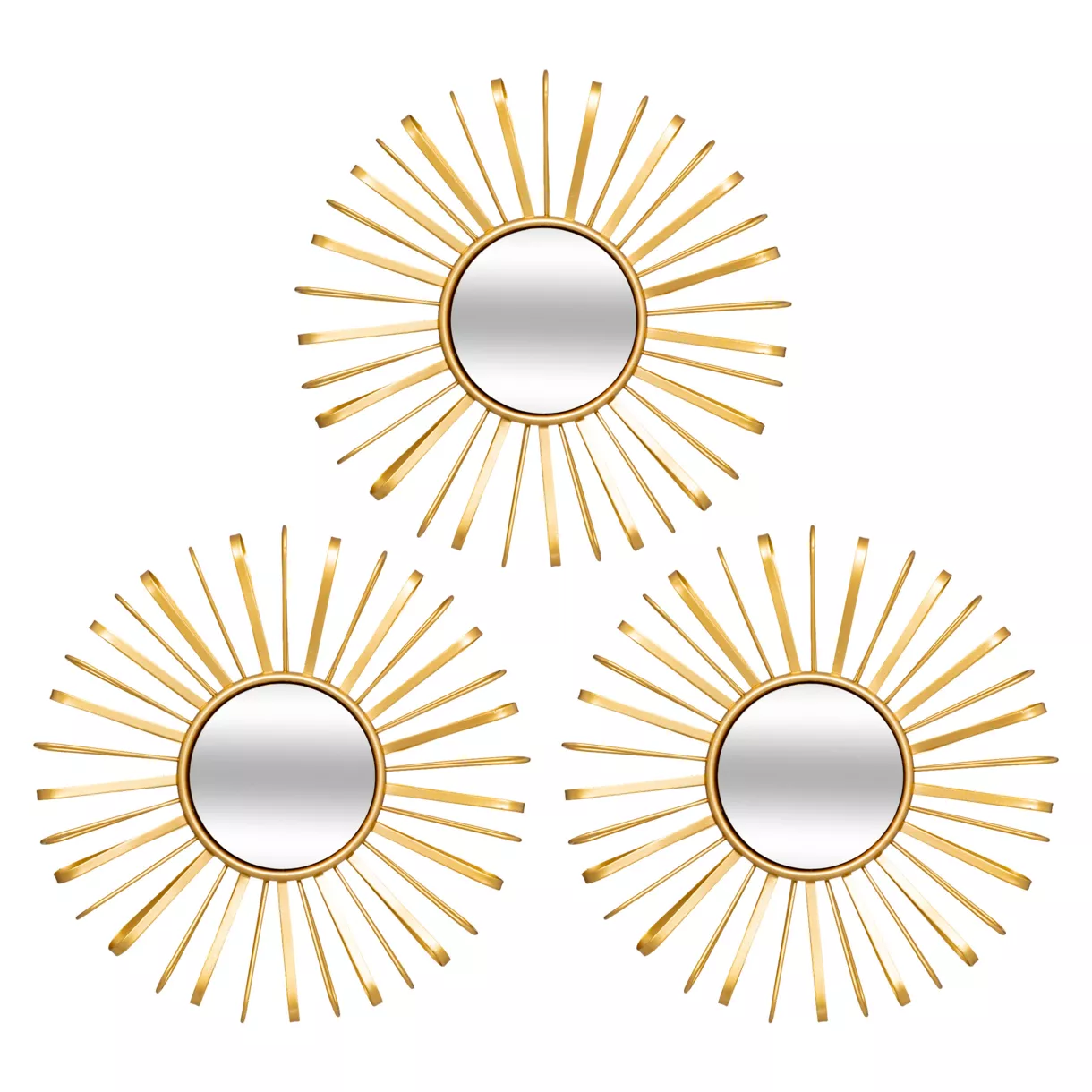 eminza Lot de 3 miroirs muraux métal (D 24 cm) Warren Or