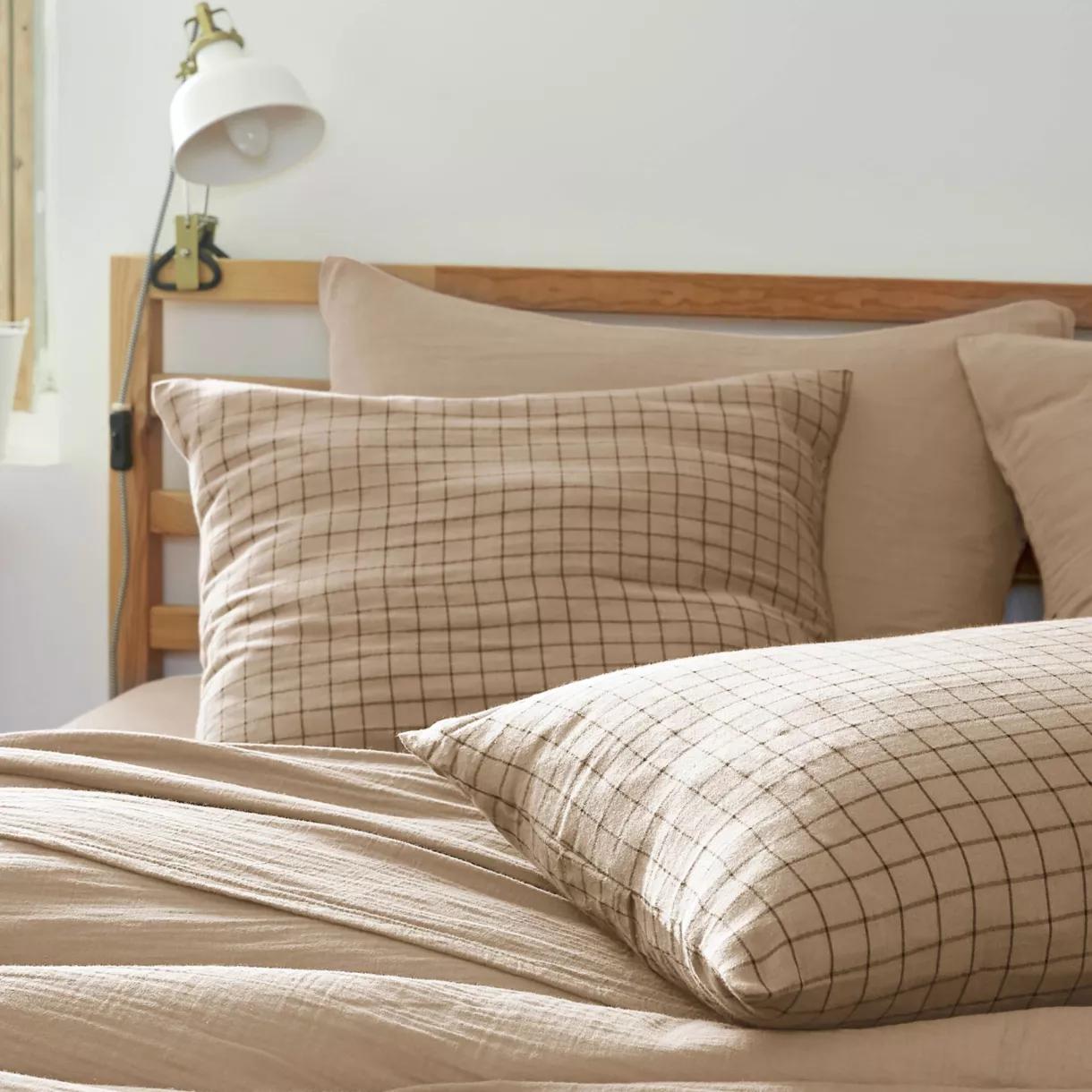 Funda de almohada cuadrada gasa de algodón (60 x 60 cm) Gaïa Mix Marrón cuerda