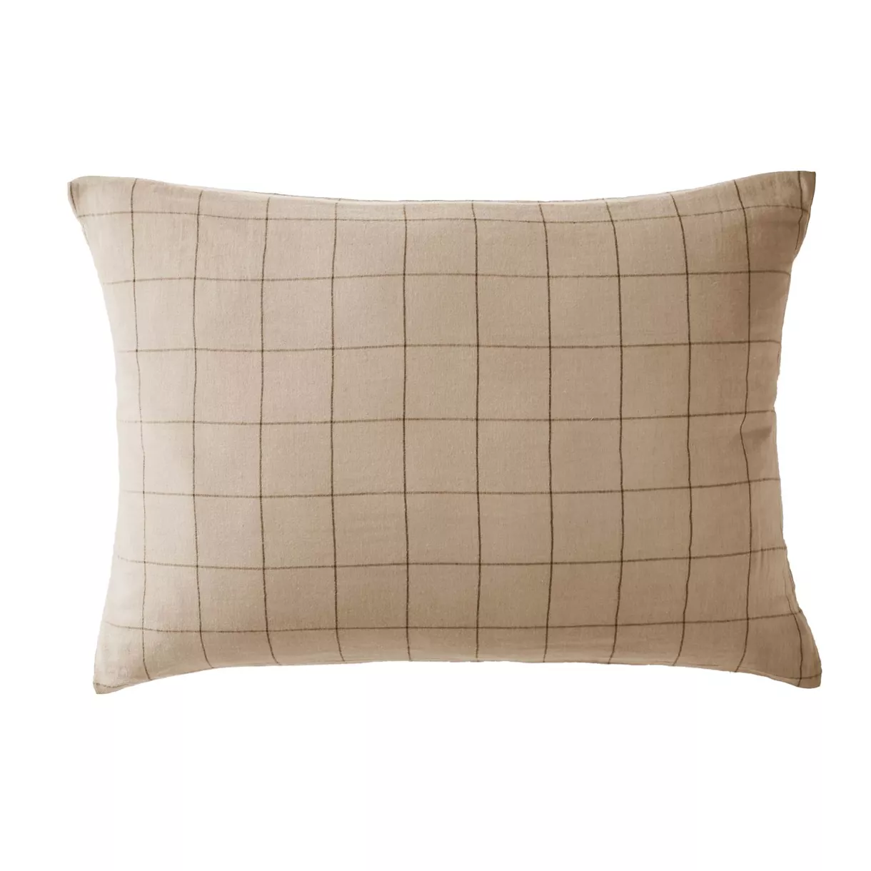 Taie d'oreiller rectangulaire gaze de coton (50 x 70 cm) Gaïa Match Marron Ficelle
