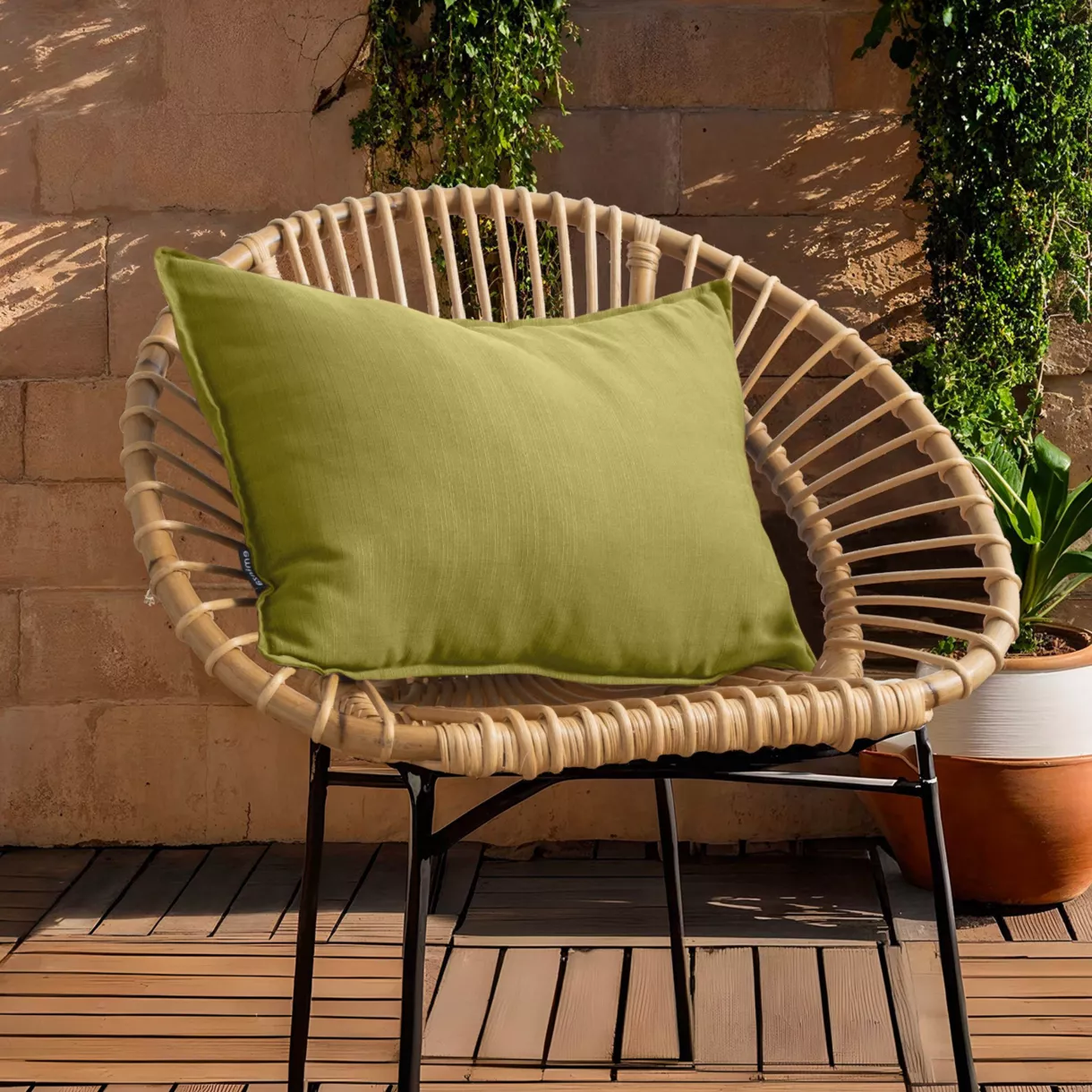 EM - Coussin dŽhoussable 40 x 60 cm Polyester uni SUNSET Vert olive