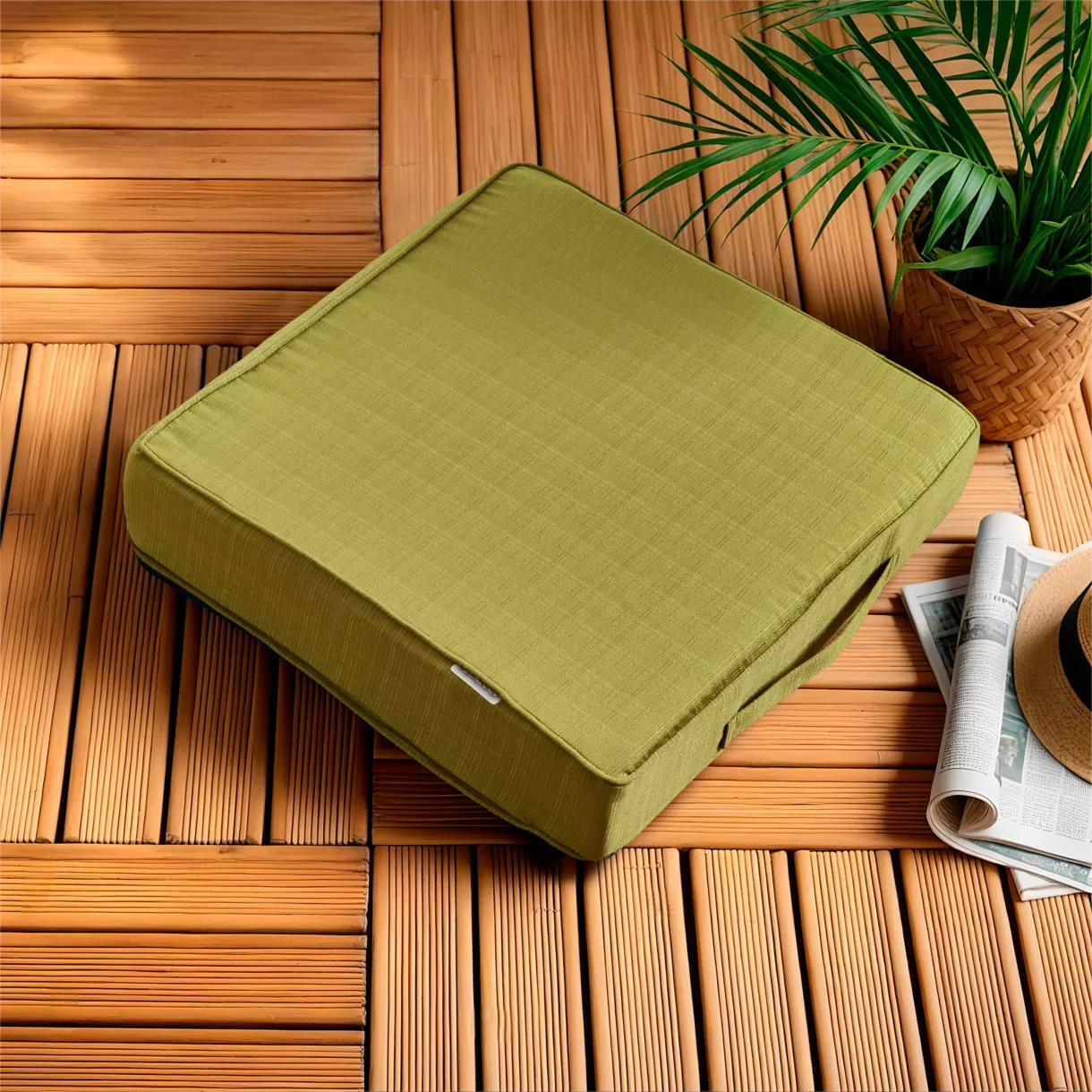 Cojín para suelo de exterior extraíble (45 x 45 cm) Sunset Verde oliva