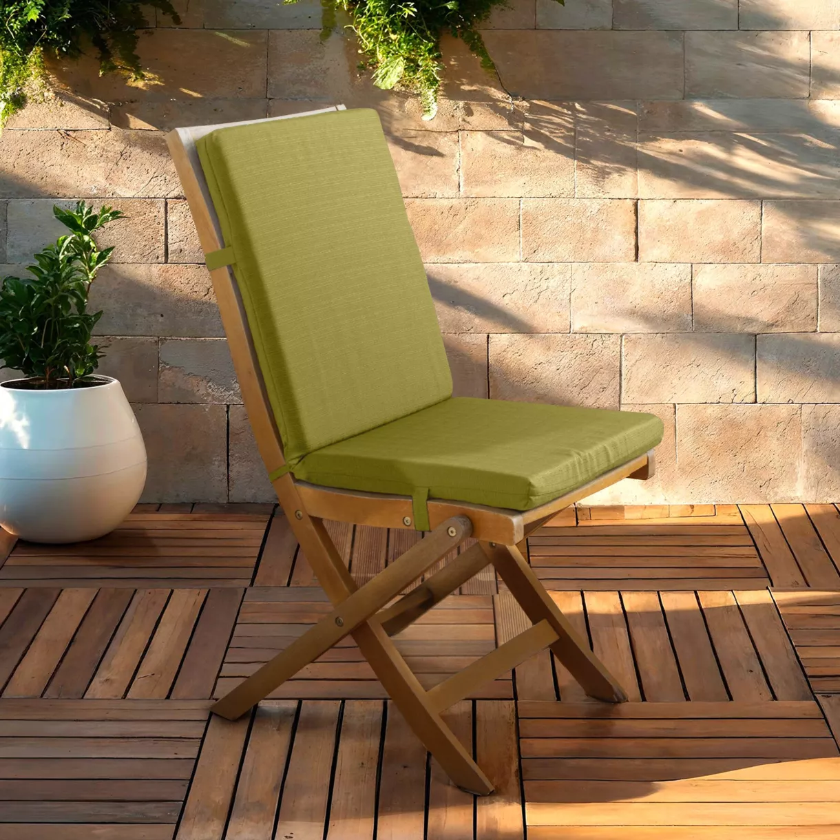 EM - Coussin de chaise dŽhoussable avec dossier 90 x 40 cm Polyester uni SUNSET Vert olive