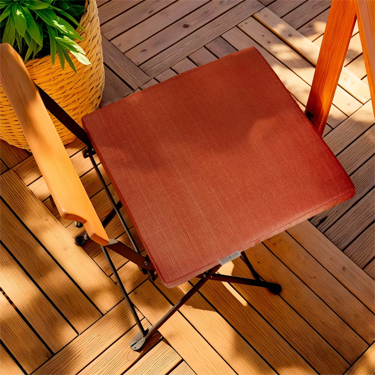 EM - Assise matelassŽe carrŽe dŽhoussable 40 x 40 cm Polyester uni SUNSET Terracotta