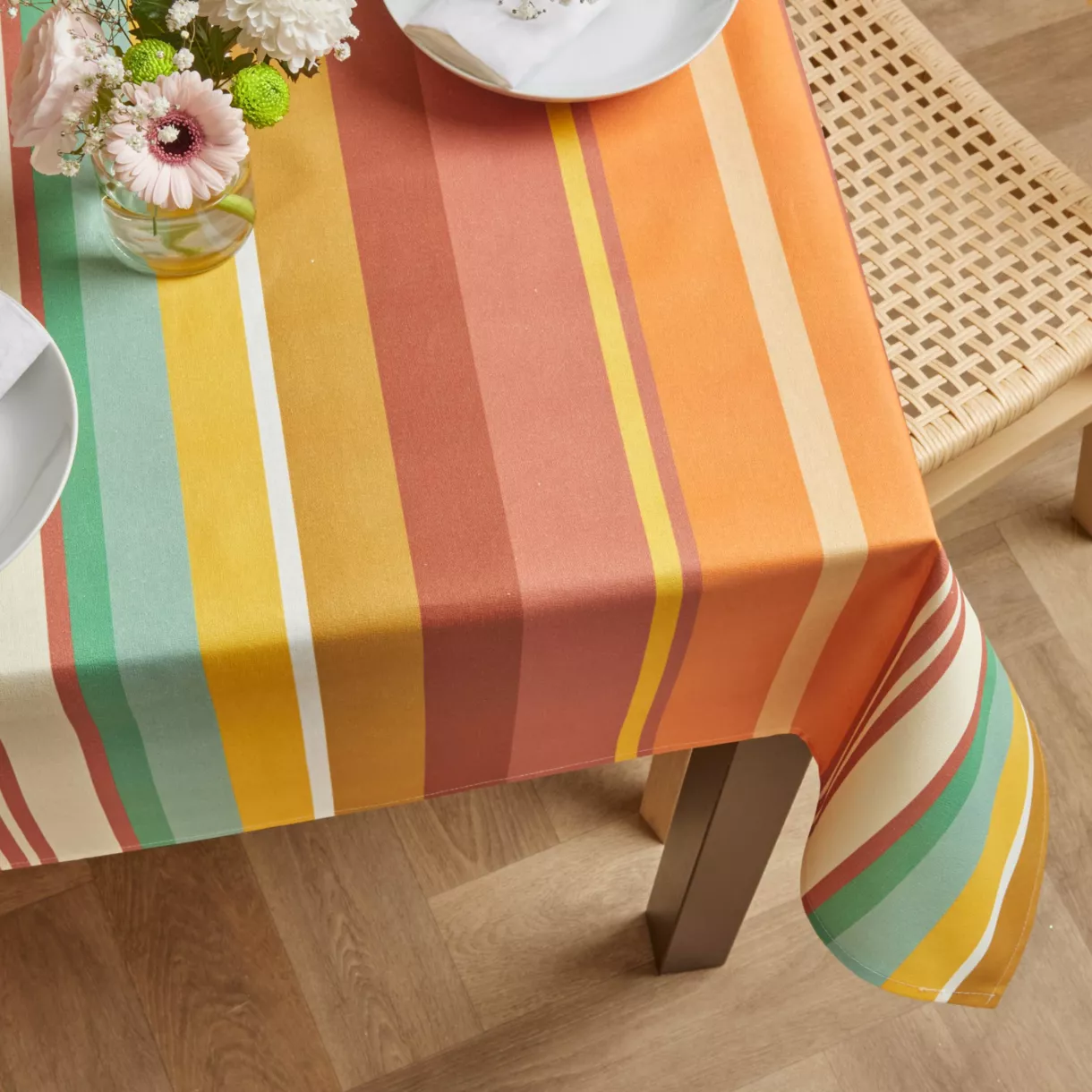 Tischdecke rechteckig Baumwolle beschichtet (150 x 350 cm) Ajaccio Mehrfarbig