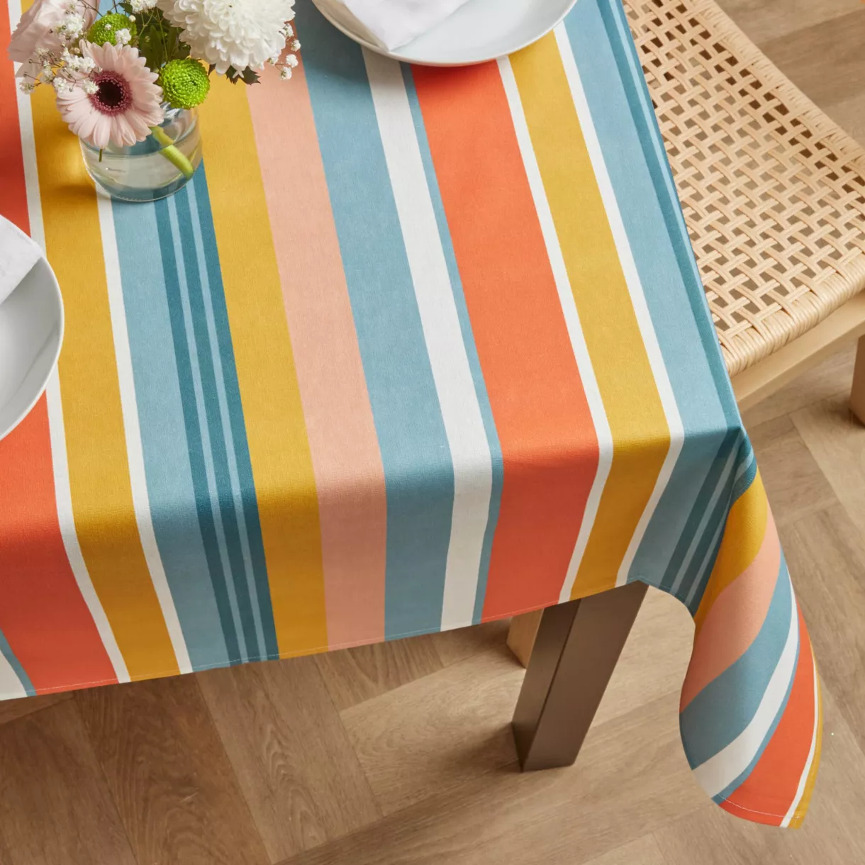 Mantel rectangular de algodón revestido (150 x 250 cm) Mandarine Multicolor