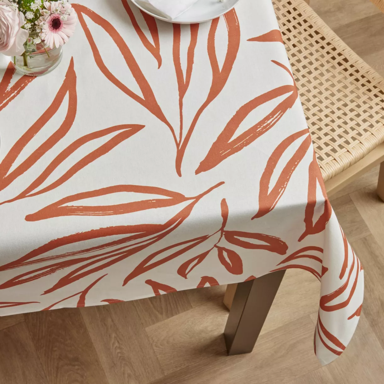 EM - Nappe en coton enduit 150 x 350 cm GALICE terracotta