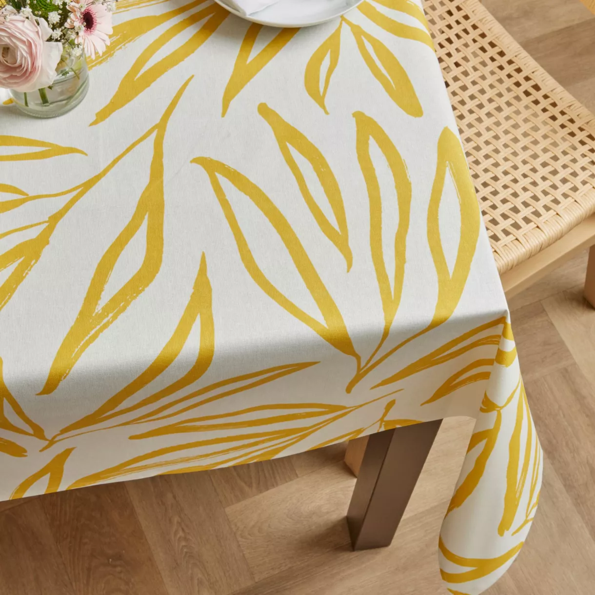 EM - Nappe en coton enduit 150 x 350 cm GALICE moutarde