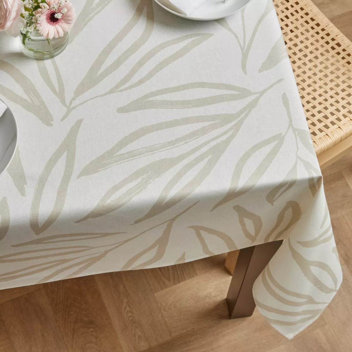 Rechthoekig gecoat katoenen tafelkleed (150 x 250 cm) Galice Beige