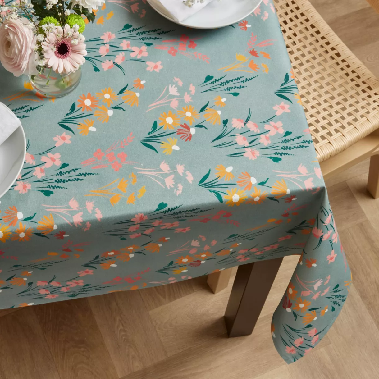 EM - Nappe en coton enduit 150 x 350 cm JULIETTE eucalyptus