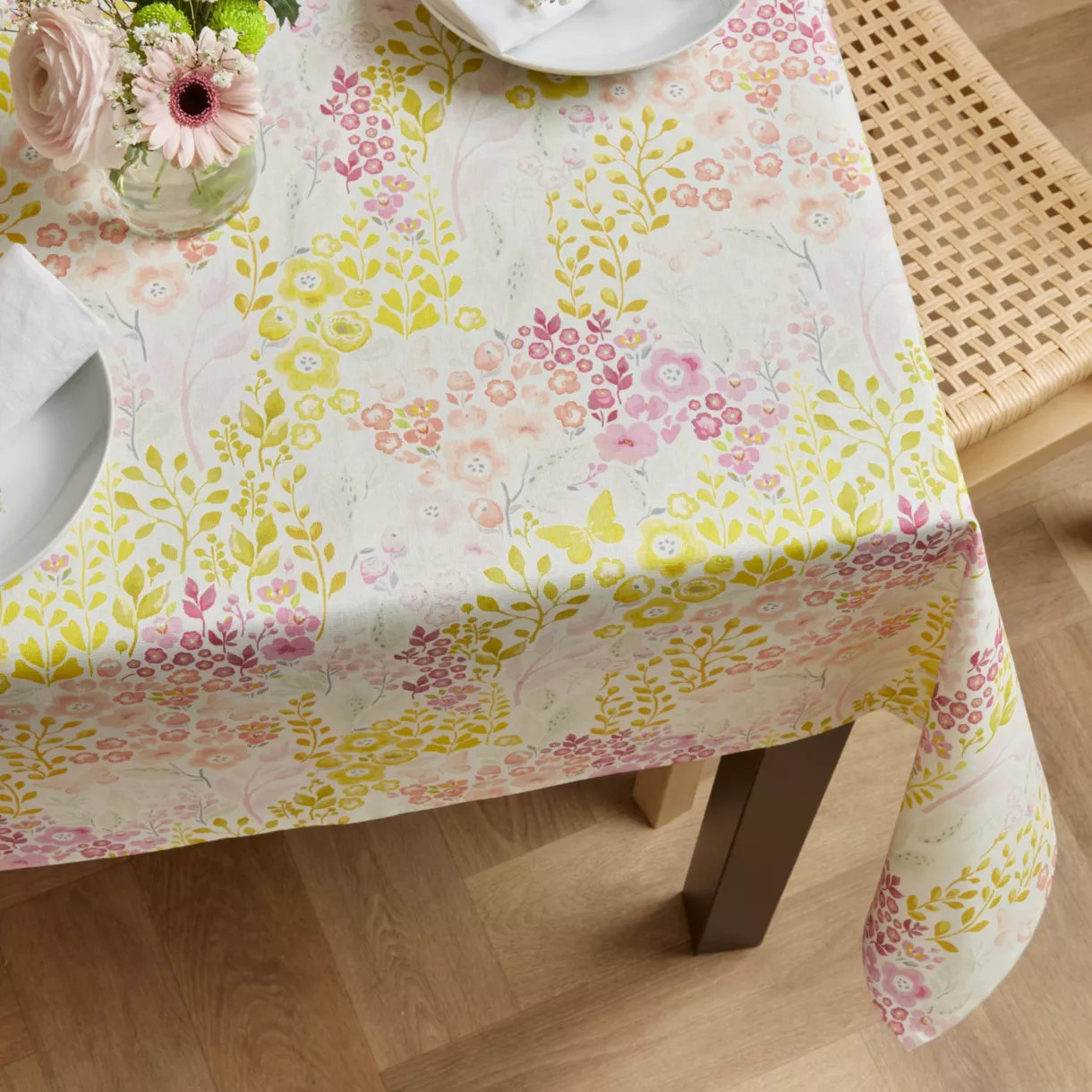 Mantel rectangular de algodón revestido (150 x 350 cm) Paquerettes Multicolor