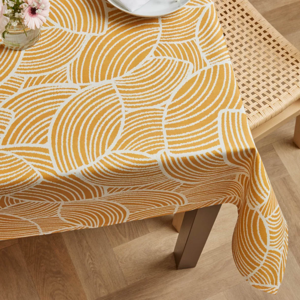 EM - Nappe en coton enduit 150 x 350 cm SARAH moutarde