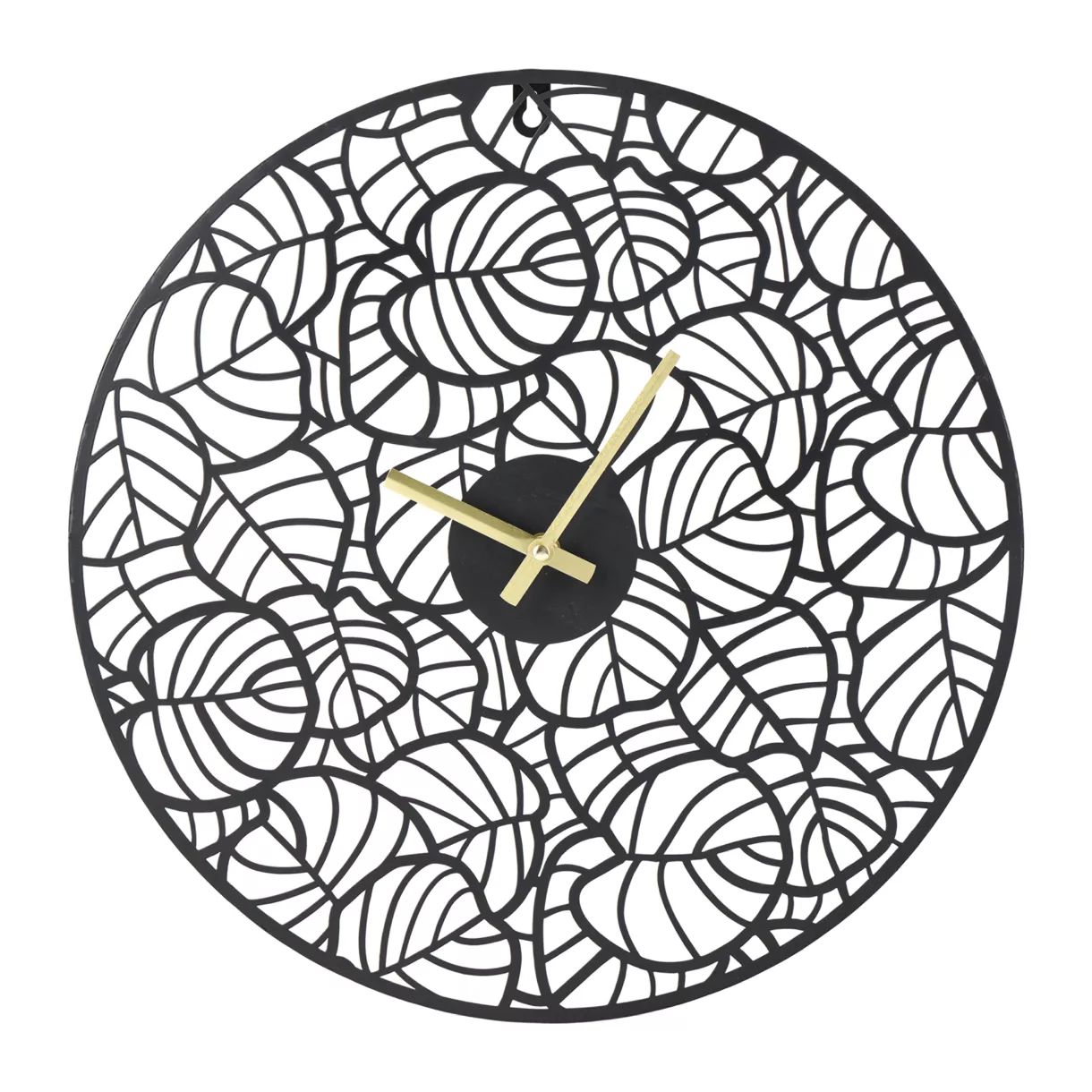 eminza Horloge murale métal (40 cm) Calathéa Noire