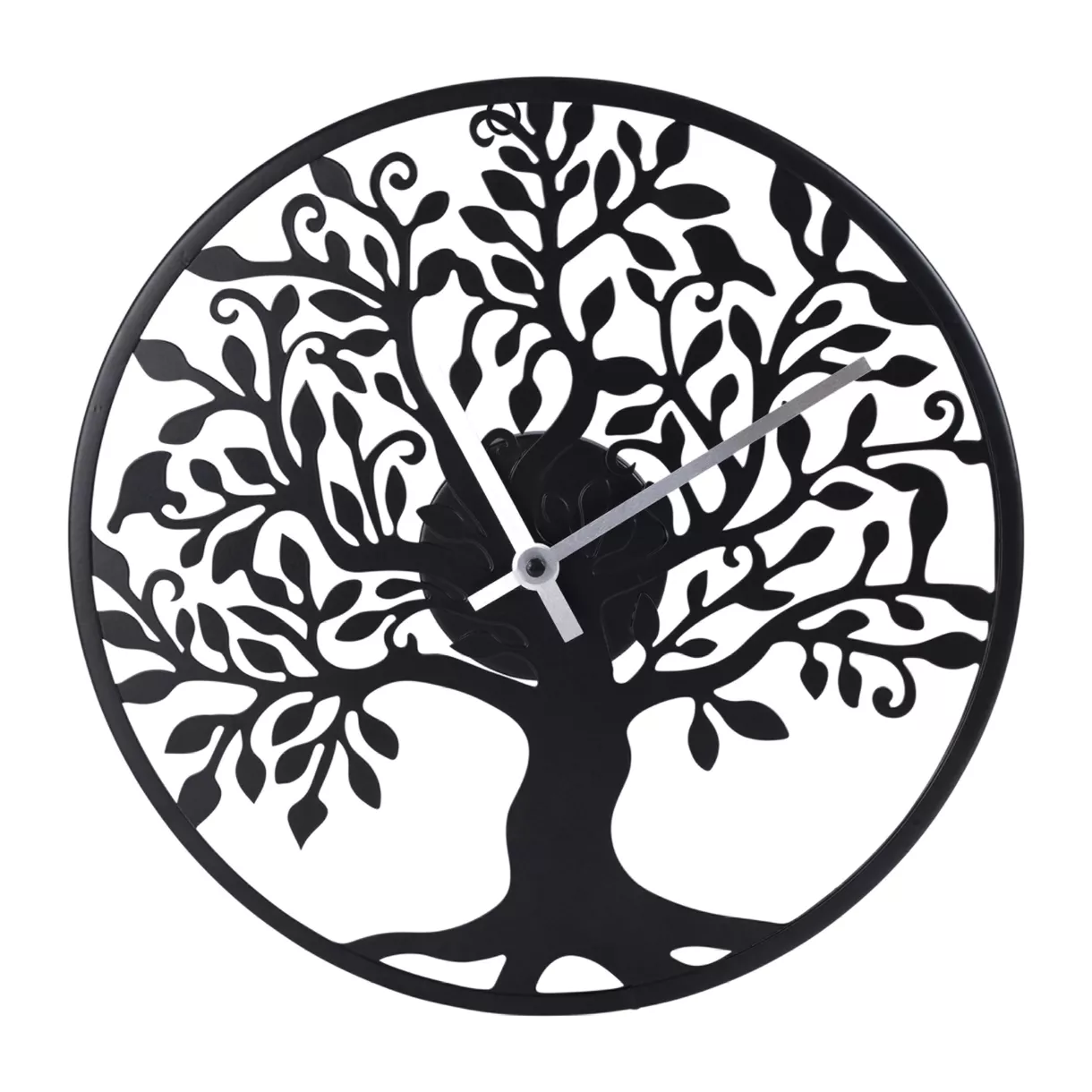 eminza Horloge murale métal (30 cm) Arbre de Vie Noir