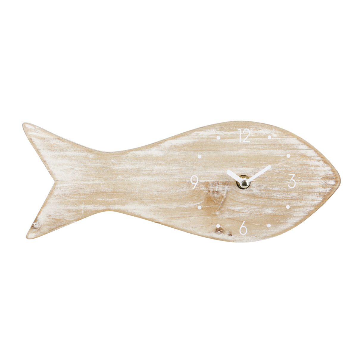 Horloge MDF 'Fish' Beige Blanche L30CM - MDF CertifiŽ FSC¨ - Dim : l30xH11,5xP5cm