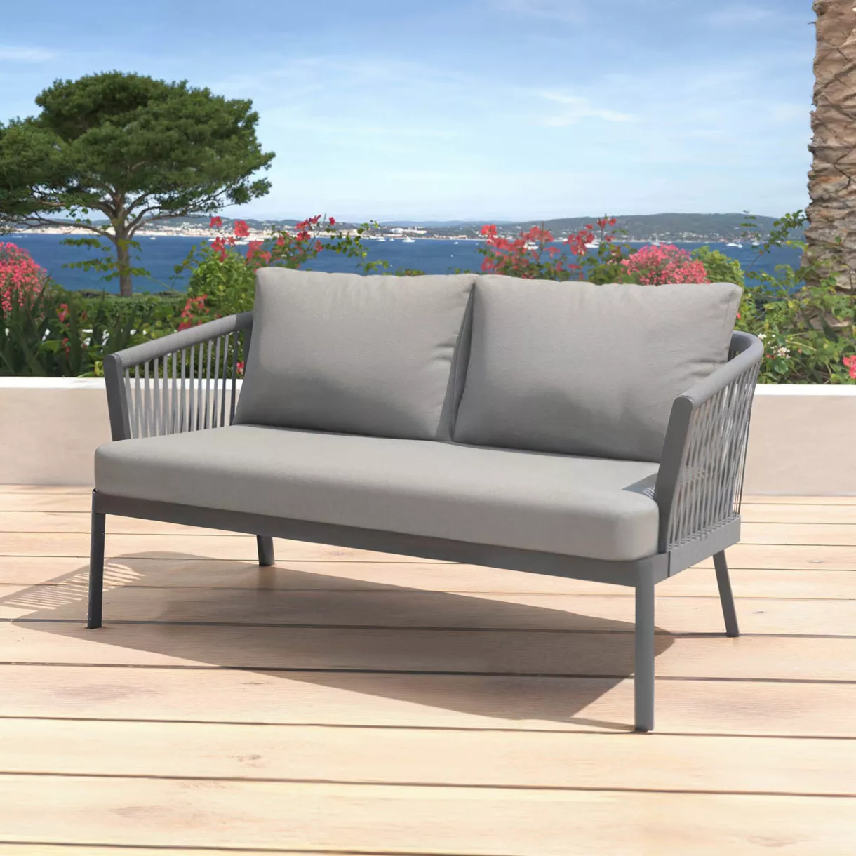 Sofá de jardín en aluminio 2 plazas Amalfi Gris antracita