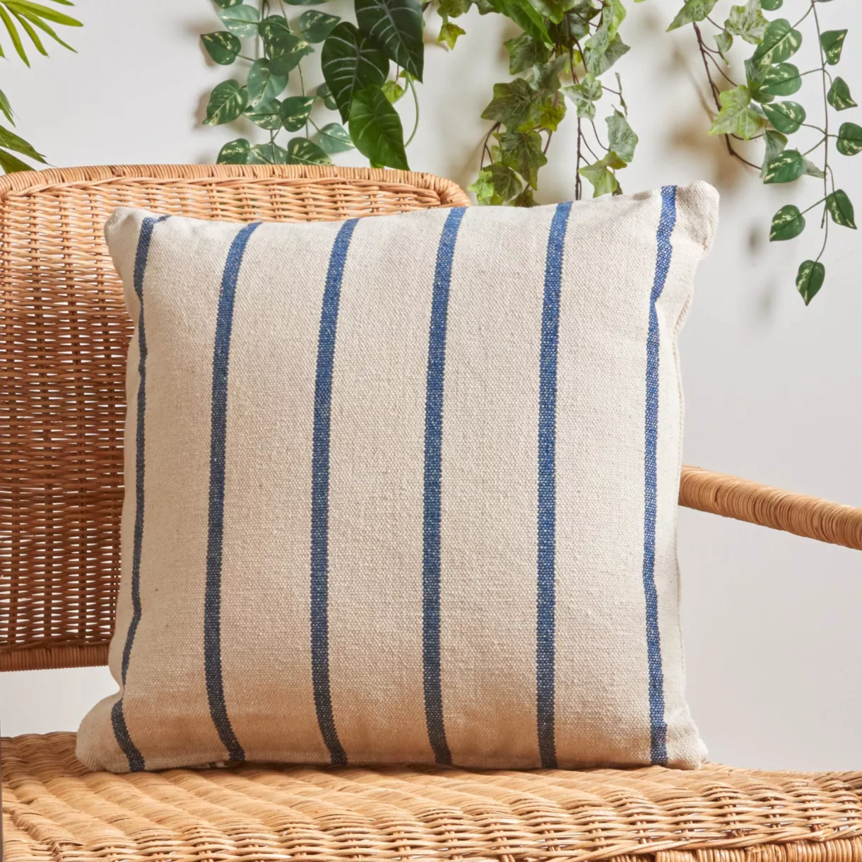 Coussin extérieur carré toile de coton (50 x 50 cm) Ocealys Bleu marine
