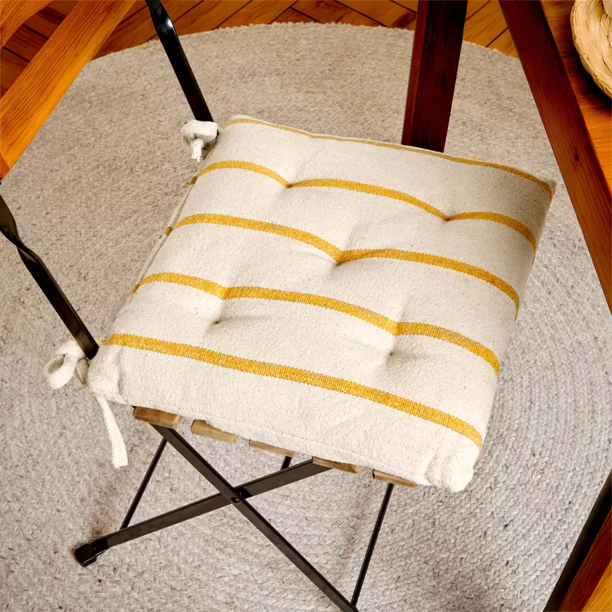 Cojín de silla exterior de tela de algodón (40 x 40 cm) Ocealys Amarillo mostaza