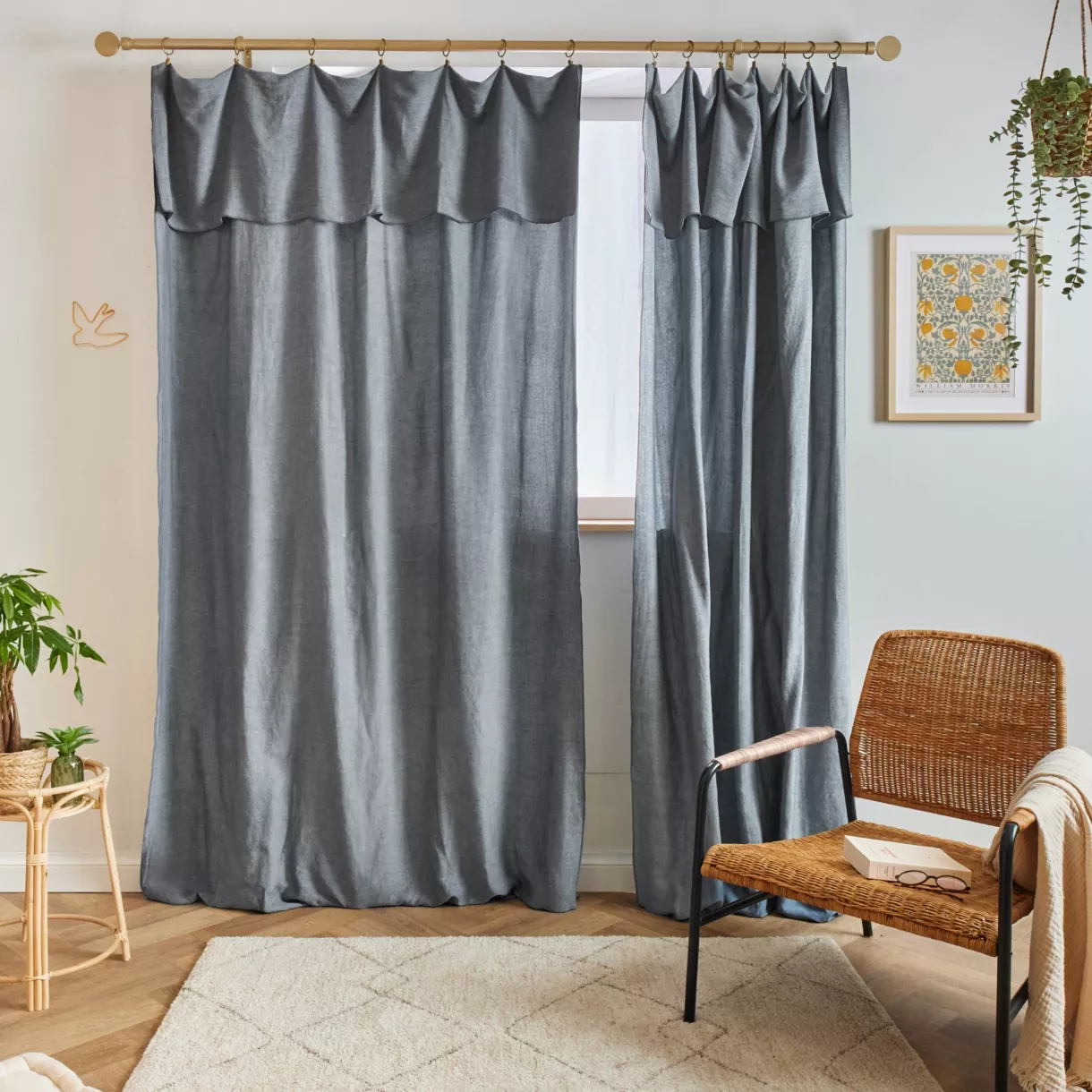 Rideau lyocell Tencel™ ajustable (140 x max 270 cm) Olivia Bleu stone