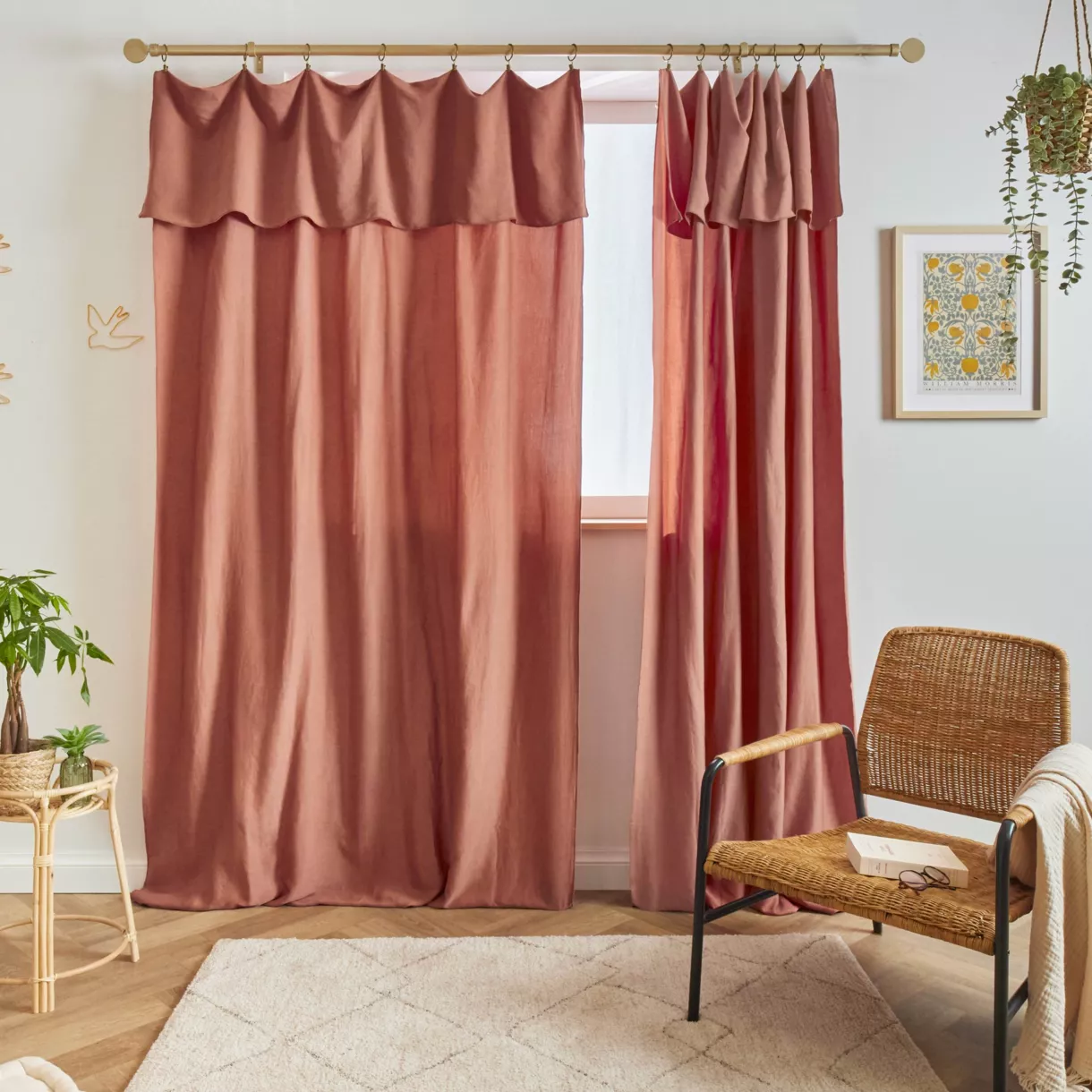Cortina de lyocell Tencel™ ajustable (140 x max 270 cm) Olivia Terracota