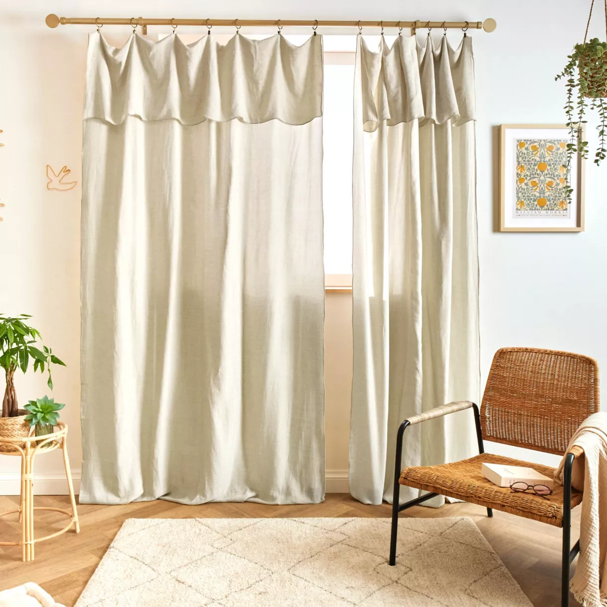 Cortina de lyocell Tencel™ ajustable (140 x max 270 cm) Olivia Beige pampa
