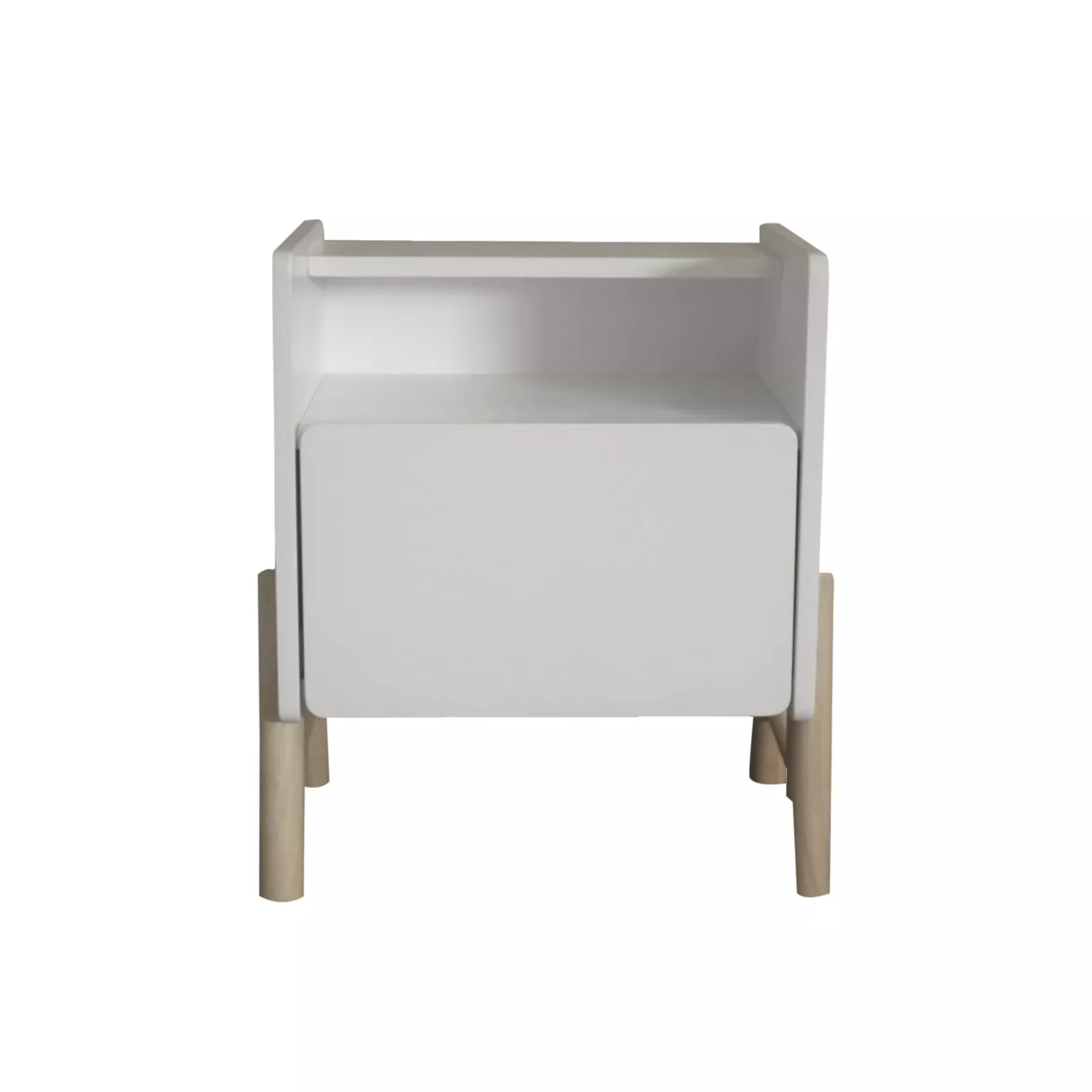 eminza Table de chevet avec tiroir enfant bois (H49 cm) Gabin Blanche