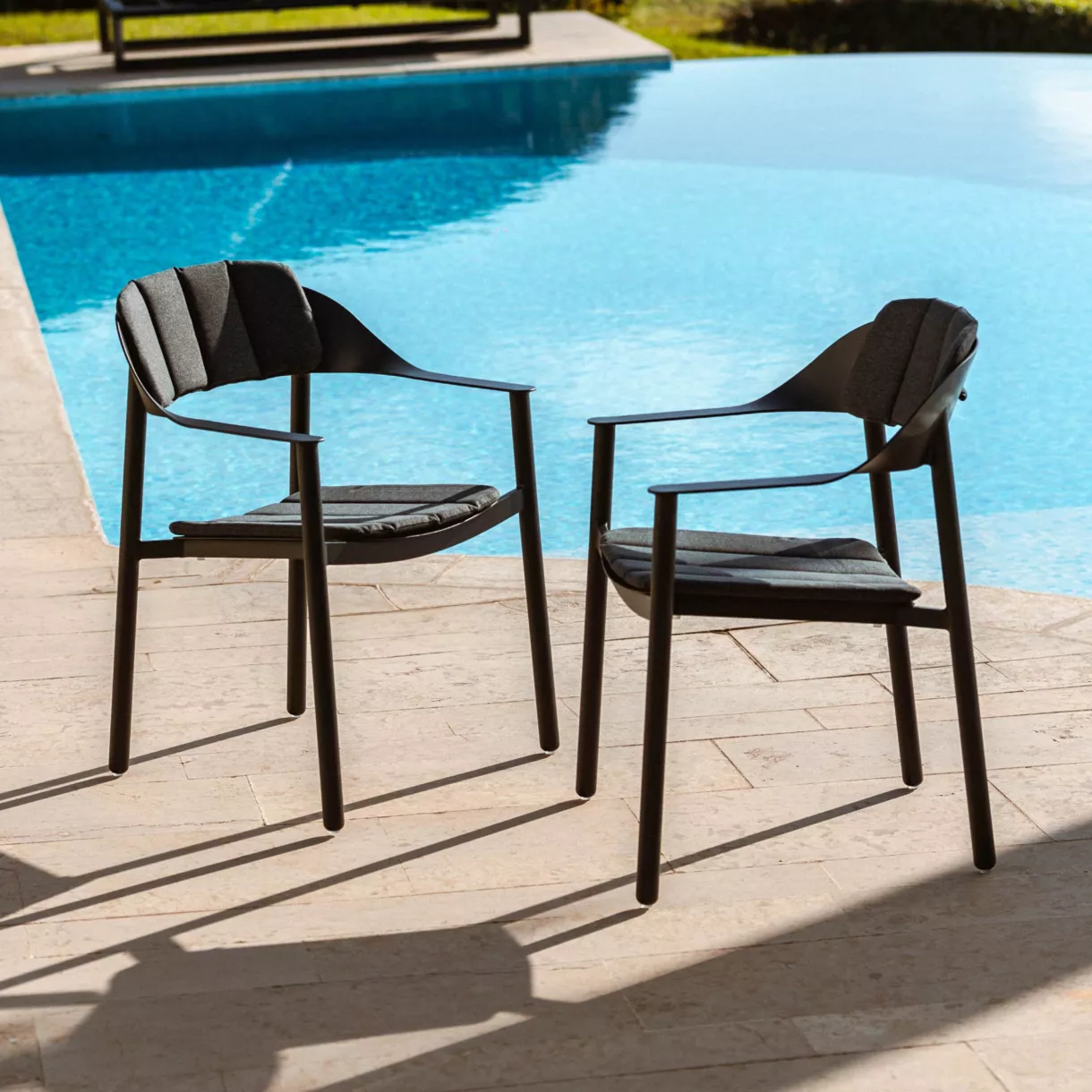 Lot de 2 fauteuils de jardin aluminium Monte Carlo - Gris anthracite