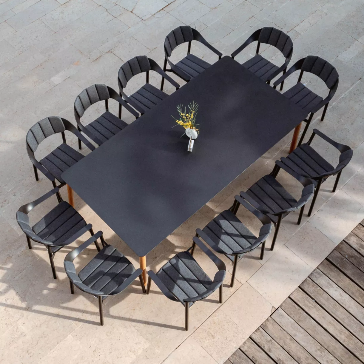 Rechthoekige tuintafel van aluminium 10 zitplaatsen 1-delig (240 x 120 cm) Monte Carlo Antracietgrijs