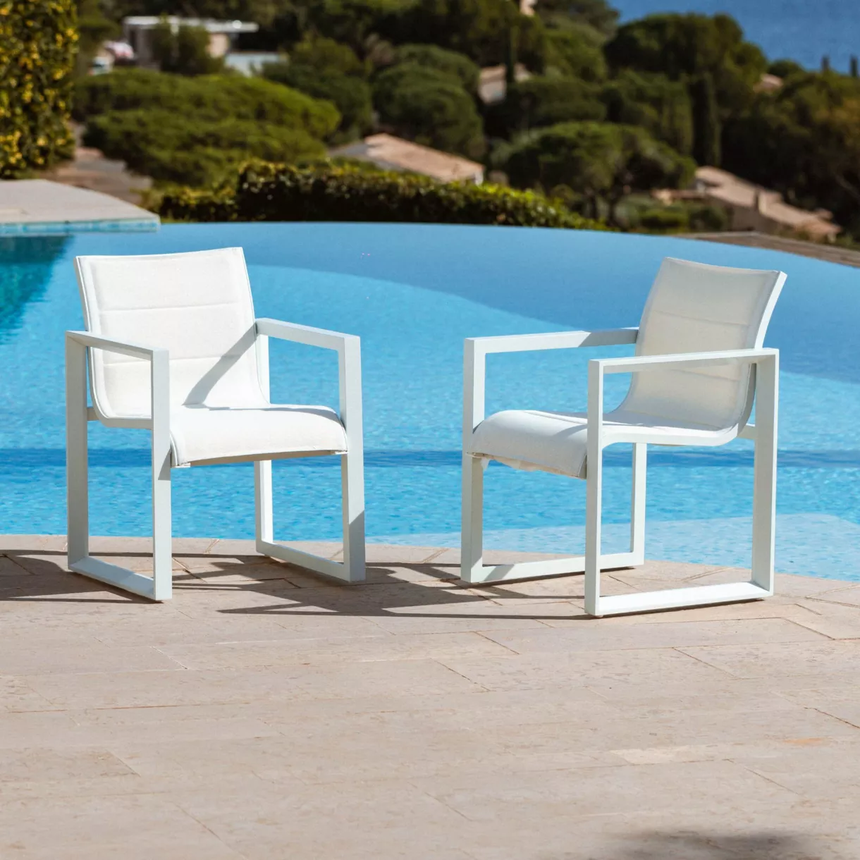 Lot de 2 fauteuils de jardin en aluminium Elba Blanc 