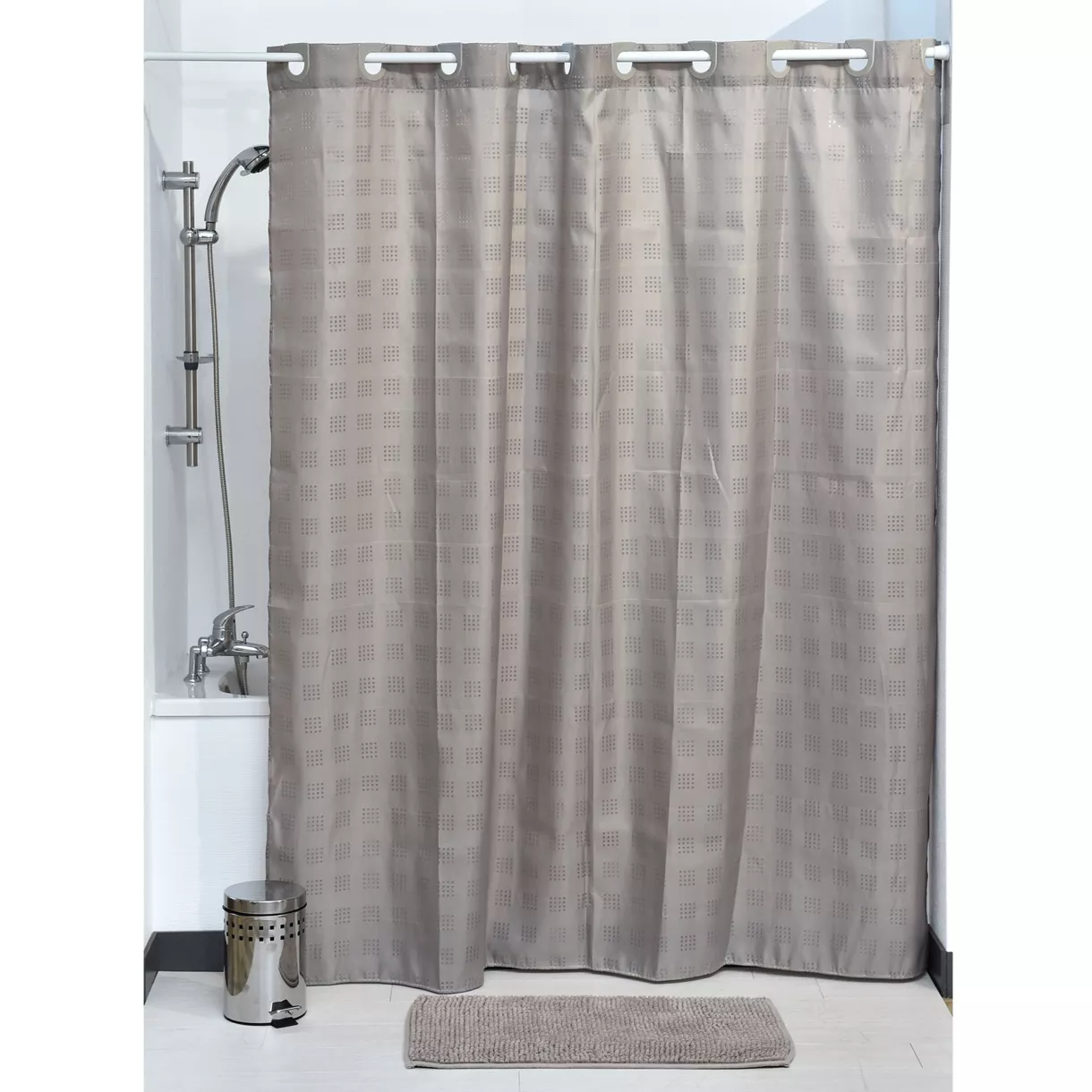 Rideau de douche (200 cm) Carré Taupe