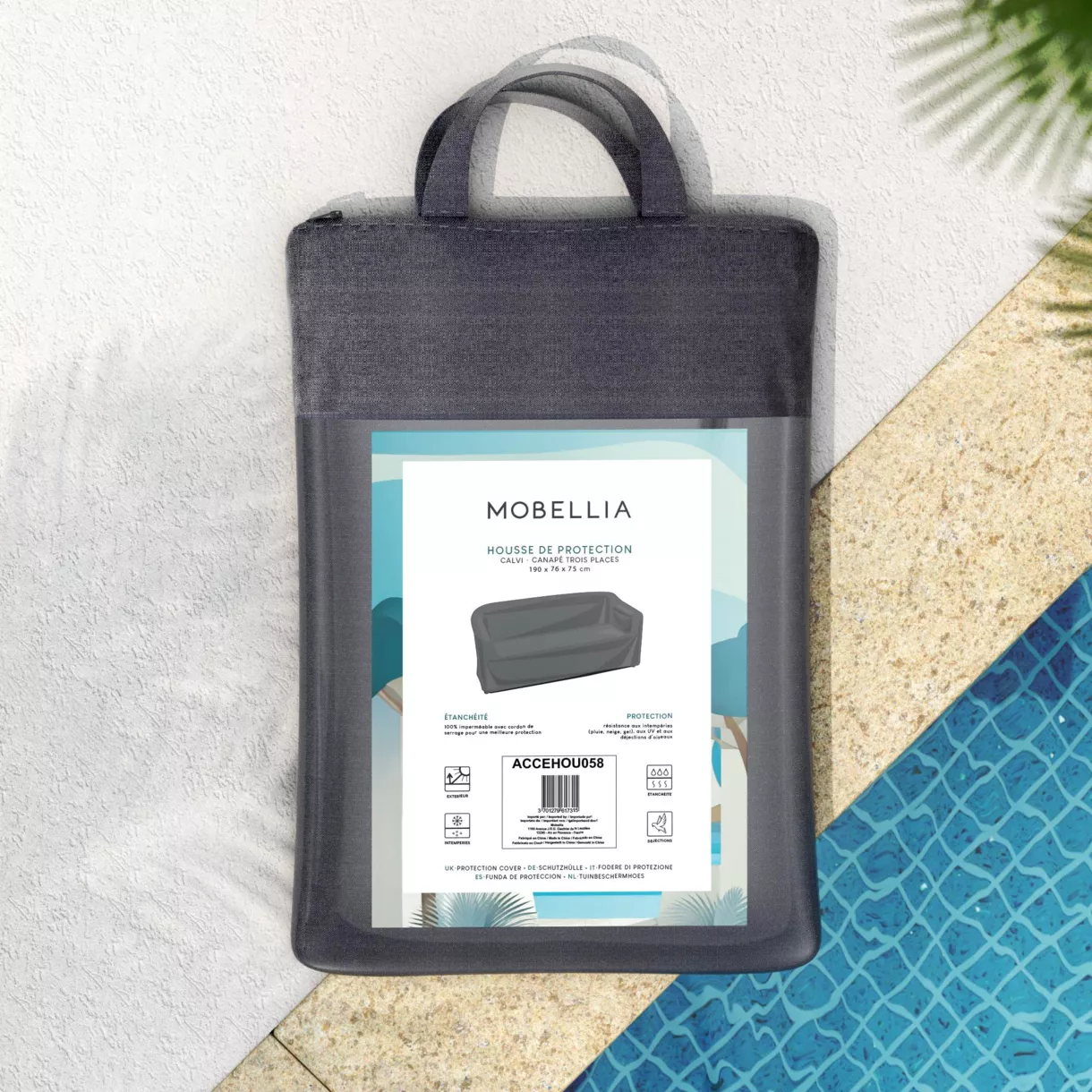 Funda de protecciÃ³n impermeable para SofÃ  3 personas (190 x 76 cm) Calvi Gris