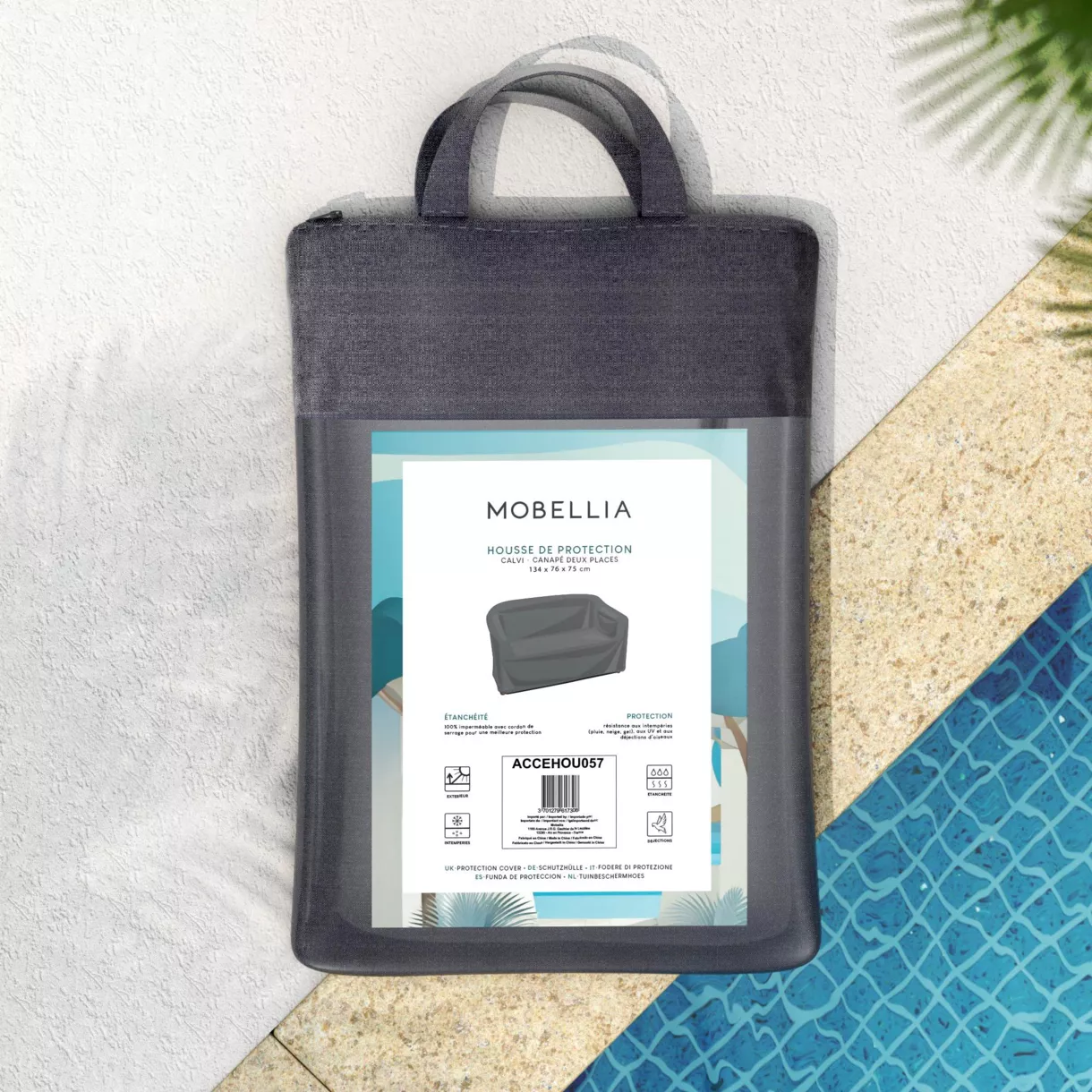 Funda de protecciÃ³n impermeable para SofÃ  2 personas (134 x 76 cm) Calvi Gris