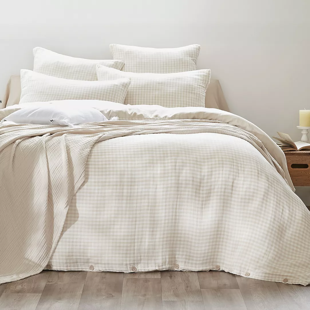 Housse de couette gaze de coton (240 x 220 cm) Vickie Beige