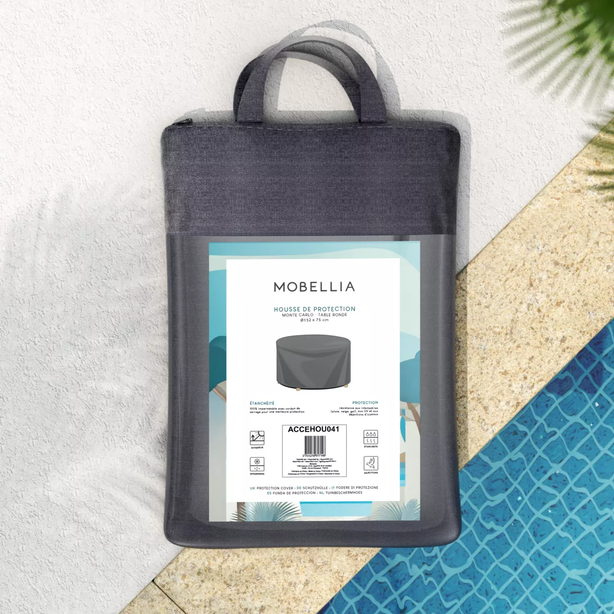 Funda de protecciÃ³n impermeable para Mesa de jardÃ­n redonda (D152 cm) Monte Carlo Gris