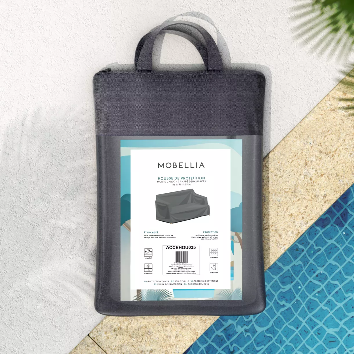 Funda de protecciÃ³n impermeable para SofÃ  2 personas (185 x 86 cm) Monte Carlo Gris