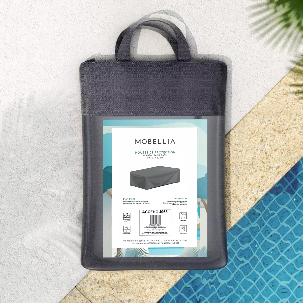 Funda de protecciÃ³n impermeable para mesa baja (97 x 97 cm) BornÃ©o Gris