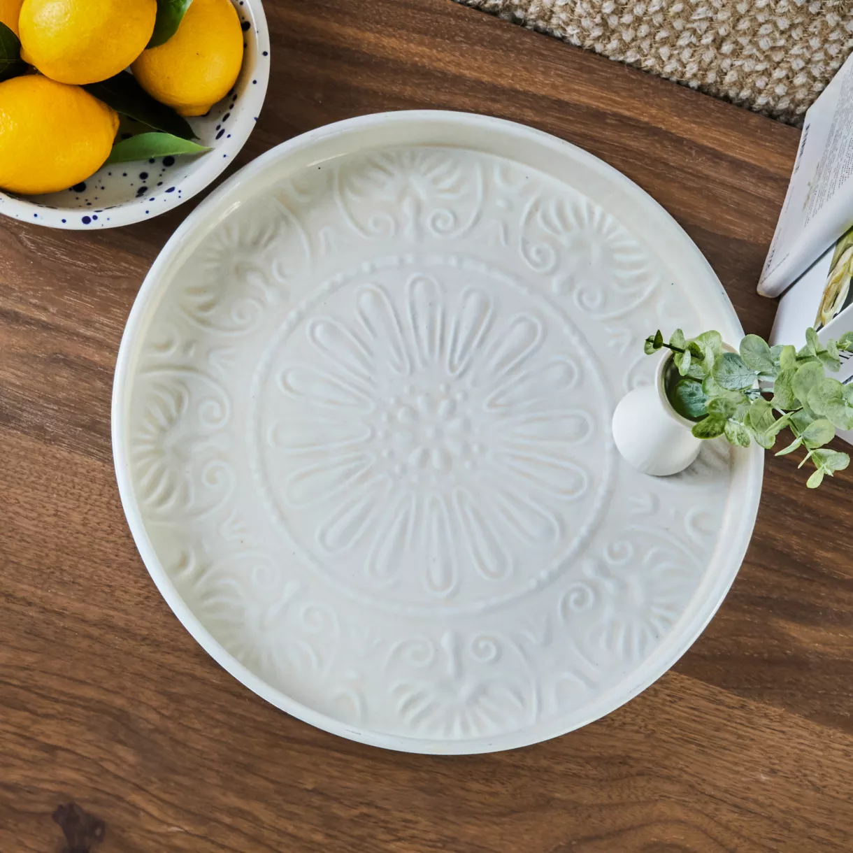 1 PLATEAU deco fer dia32-H3cm creme