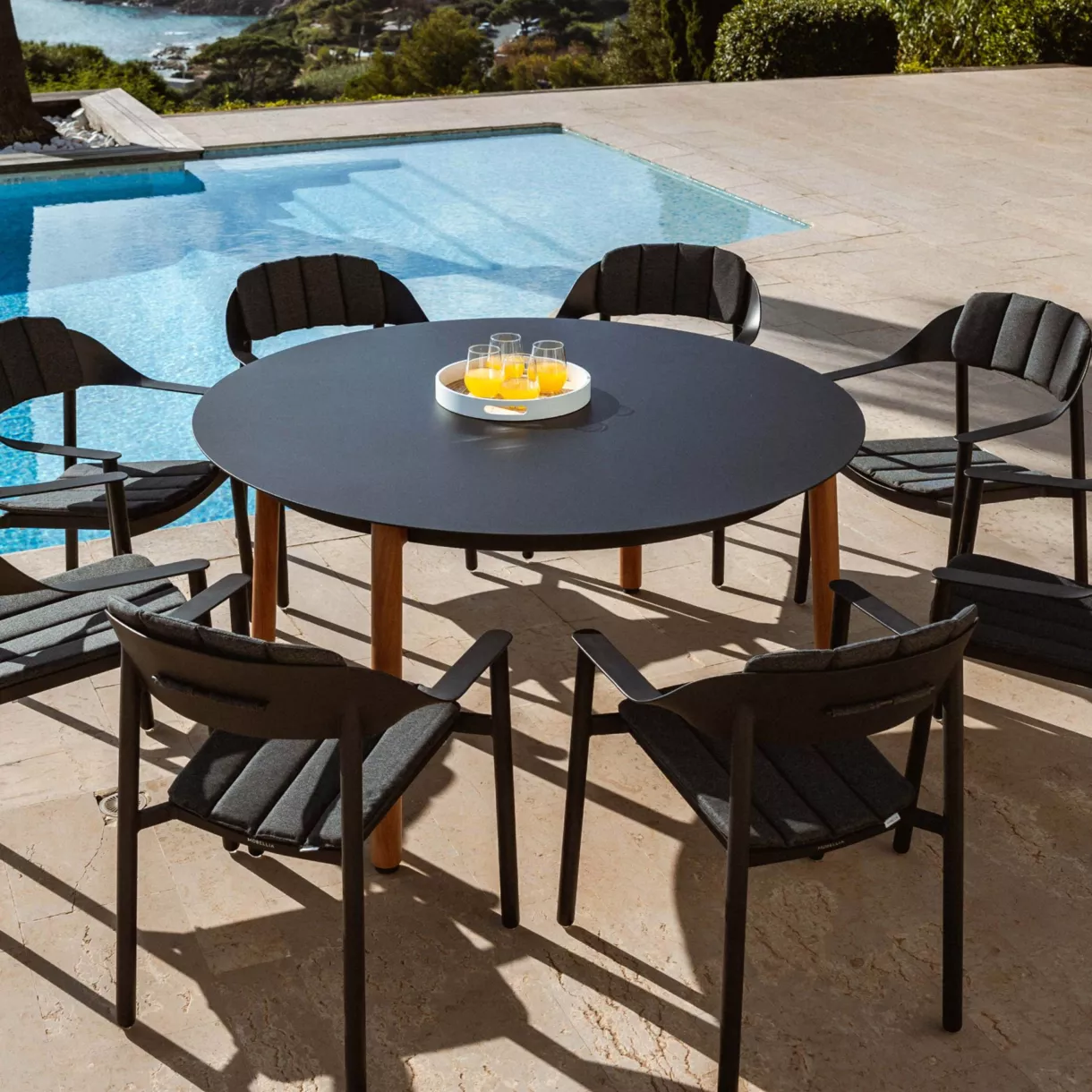 Mesa de jardín redonda de aluminio 6 plazas (D149 cm) Monte Carlo Gris antracita