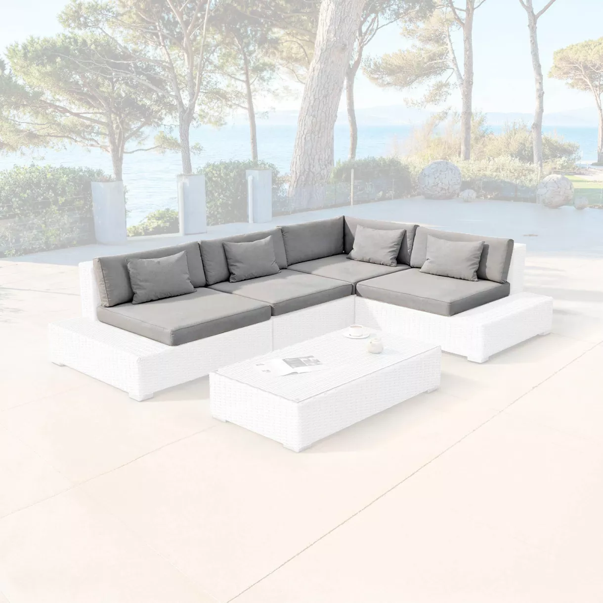 Housses de coussin de remplacement pour salon de jardin 5 places Palma Gris
