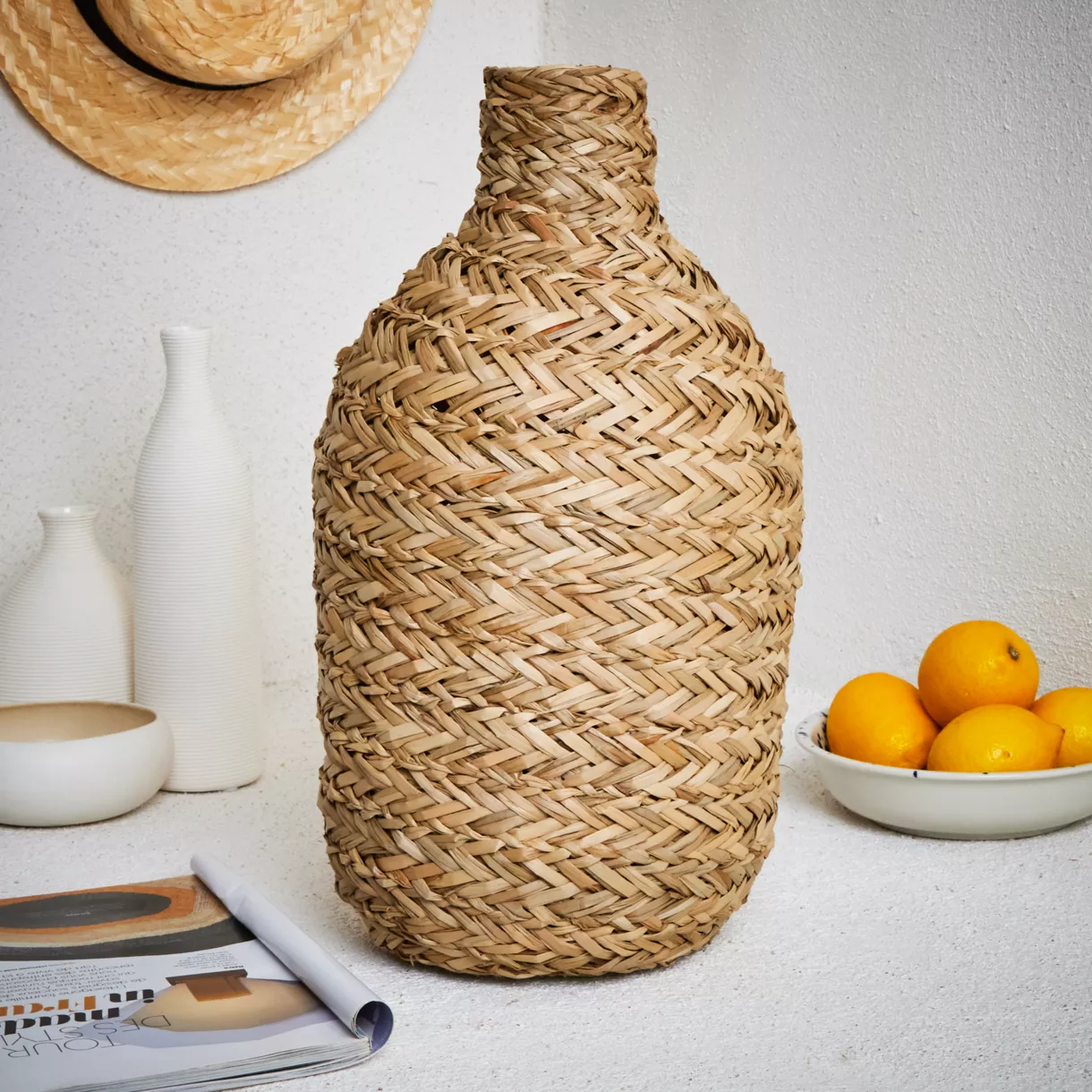 Handgemaakte natuurlijke materiaal vaas (H38 cm) Ibiza Natuurlijk