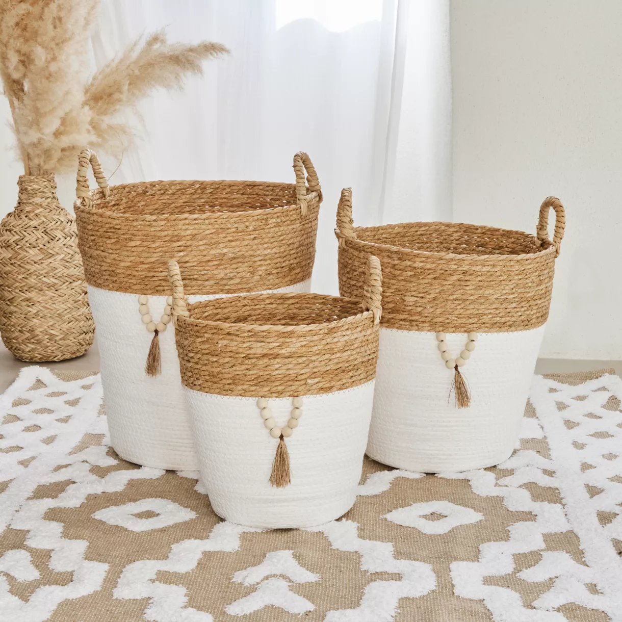 Lot de 3 paniers à linge Jya Blanc 1