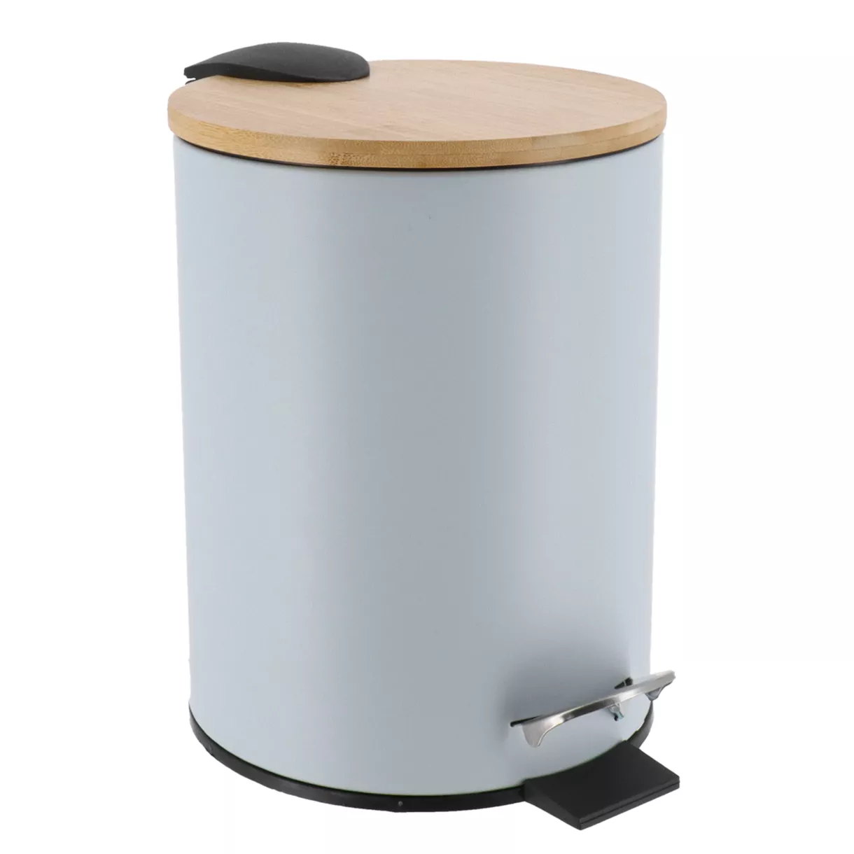POUBELLE METAL FREIN DE CHUTE 3L - BLEU CLAIR / BAMBOU