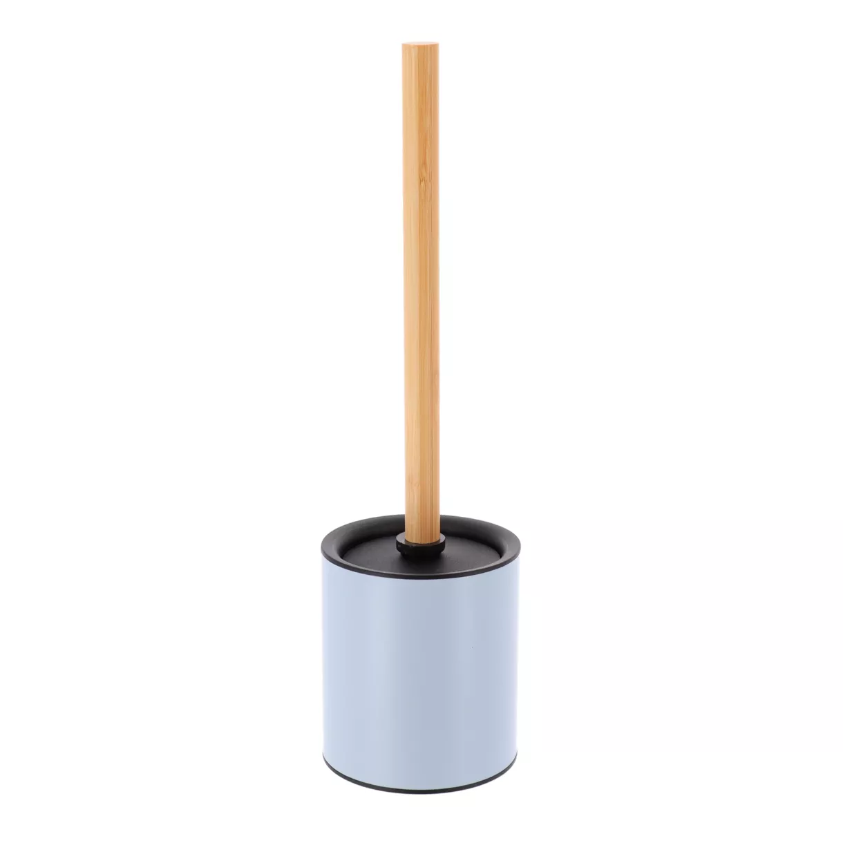 BROSSE WC METAL TIGE BAMBOU - BLEU CLAIR/BAMBOU