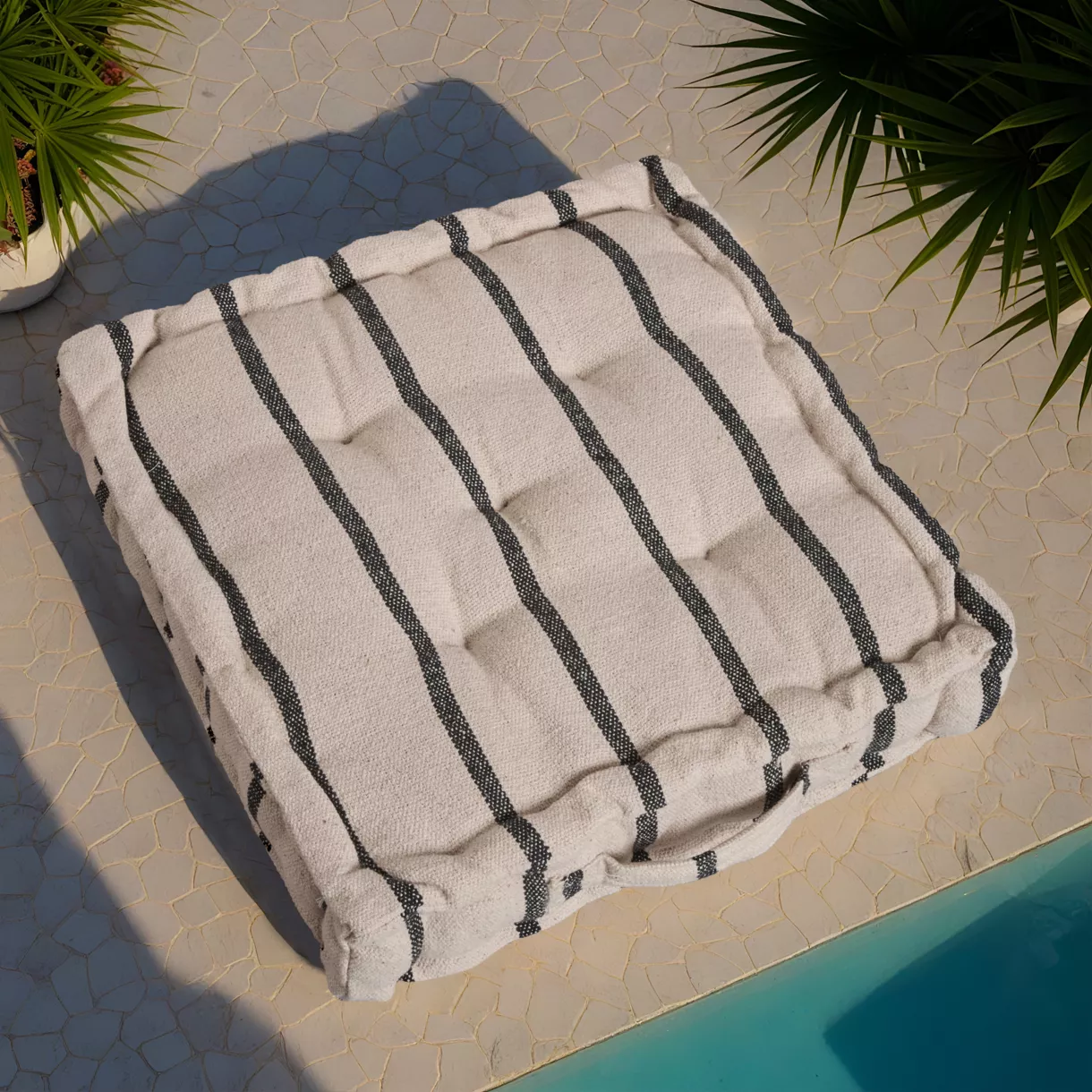 Coussin de sol extérieur toile de coton (45 x 45 cm) Ocealys Noir