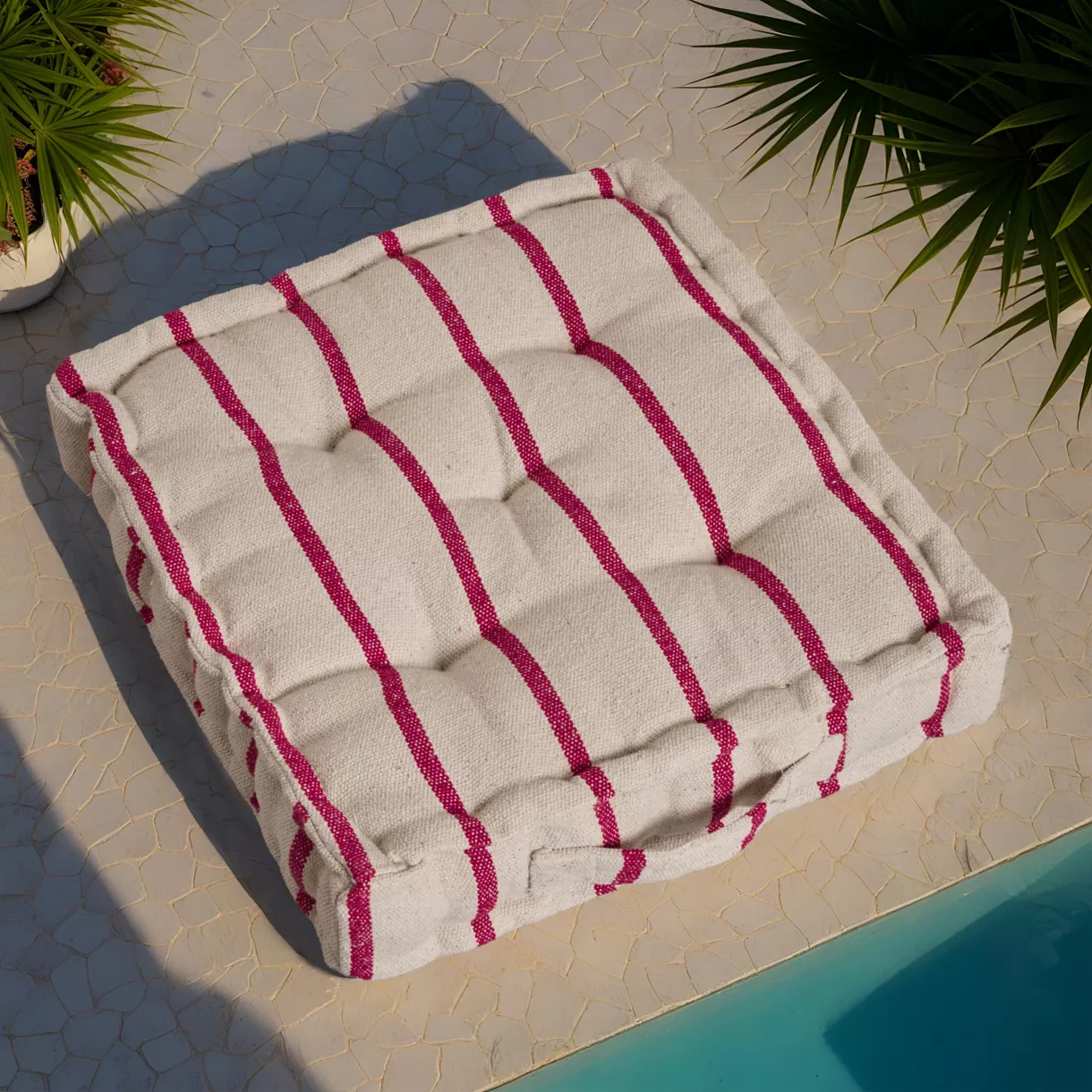 Coussin de sol extérieur toile de coton (45 x 45 cm) Ocealys Rouge