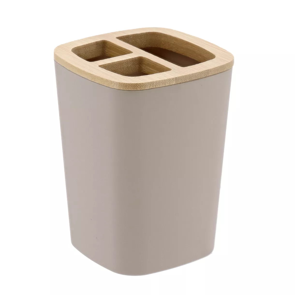 PORTE BROSSE A DENTS RUBBER + ABS ET BAMBOU - BEIGE