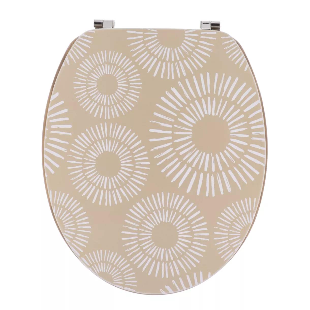 ABATTANT WC MDF 18 POUCES COUVERCLE DESIGN IMPRIMEE ET ASSISE FACON BAMBOU ATTACHES ACIER INOXYDABLE - ETHNIC SPIRALS
