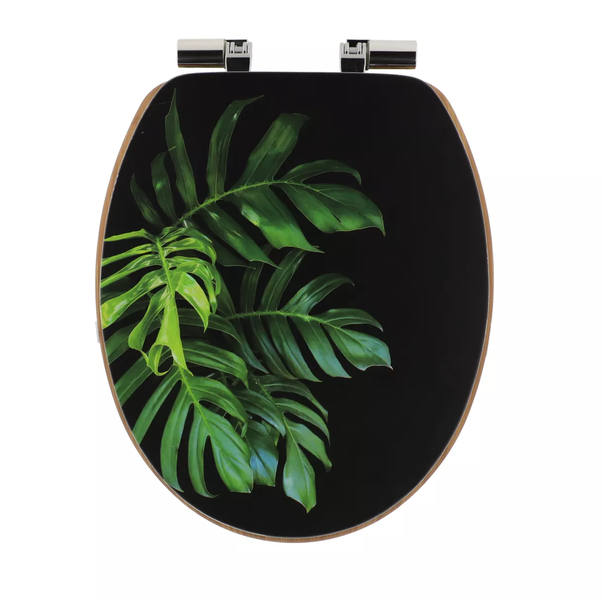 ABATTANT WC MDF 18 POUCES COUVERCLE DESIGN IMPRIME ASSISE IMITATION BAMBOU FREIN DE CHUTE CHROME - GREEN ADDICT