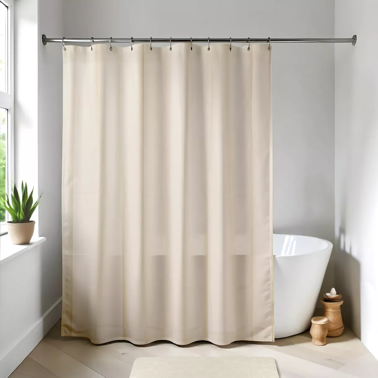 Rideau de douche plastique Uni Ecru